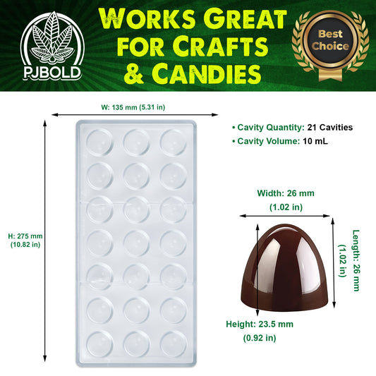 10mL Bullet Candy Mold, 21 Cavity for Chocolates, Gummies & Hard Candies