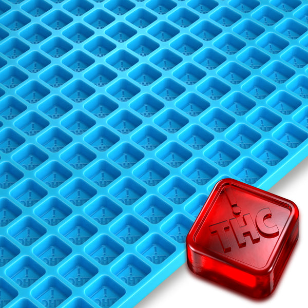 CO,  FL, OH THC Square Silicone Mold, 4mL, 192 Cavity, Half Sheet, Blue