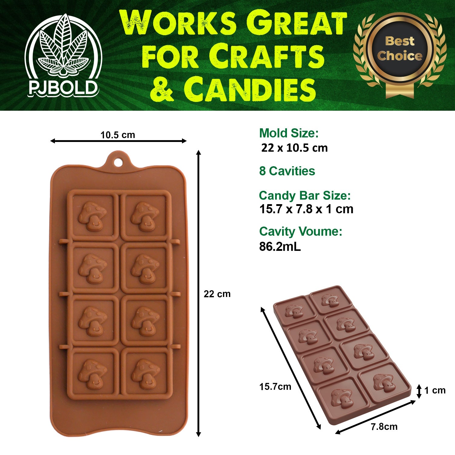 86.2mL Mushroom Silicone Candy Mold – 2 Pack | Gummies & Chocolates