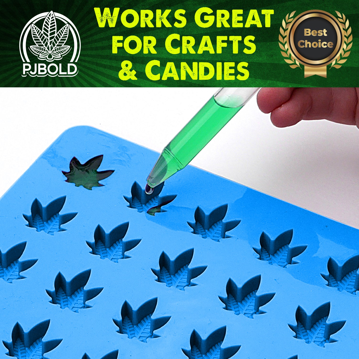  PJ BOLD Marijuana Weed Hemp Leaf Silicone Molds for Pot Candy  Mold Chocolate Gummy Gummies, 2 Pack : Home & Kitchen