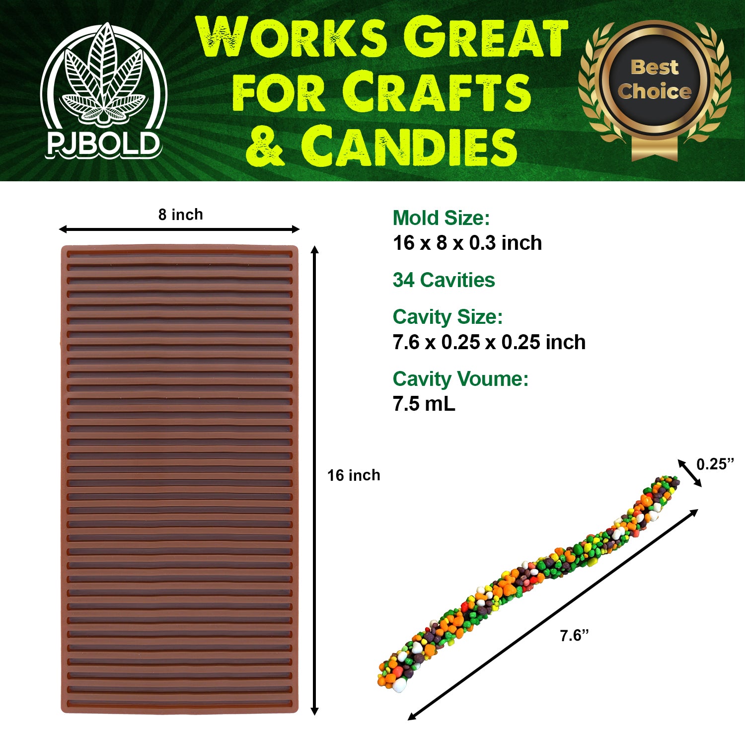 Nerd Candy Rope Gummy Mold - 1/3 Sheet Size