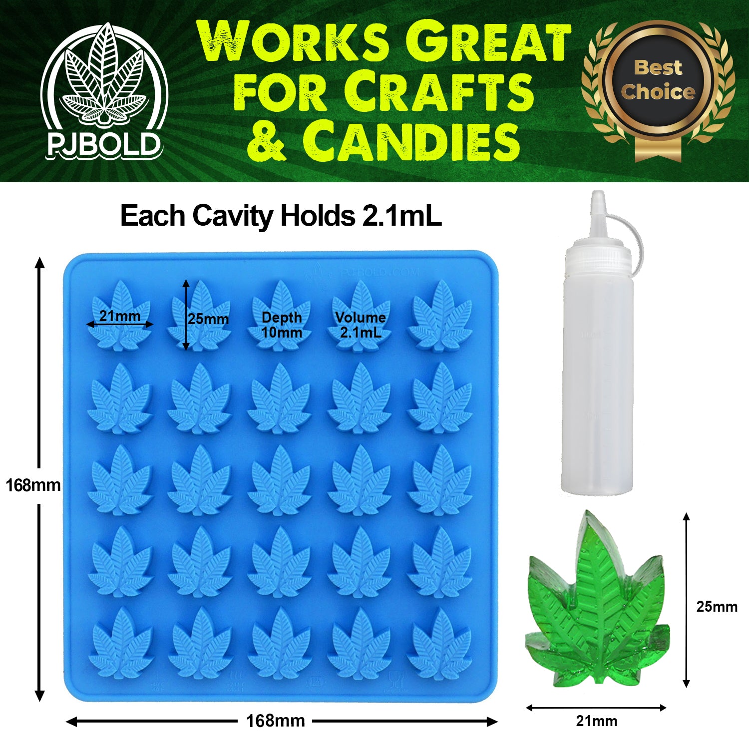 Pj Bold Gummy Leaf Silicone Candy Mold Party Novelty Gift - 3 Pack