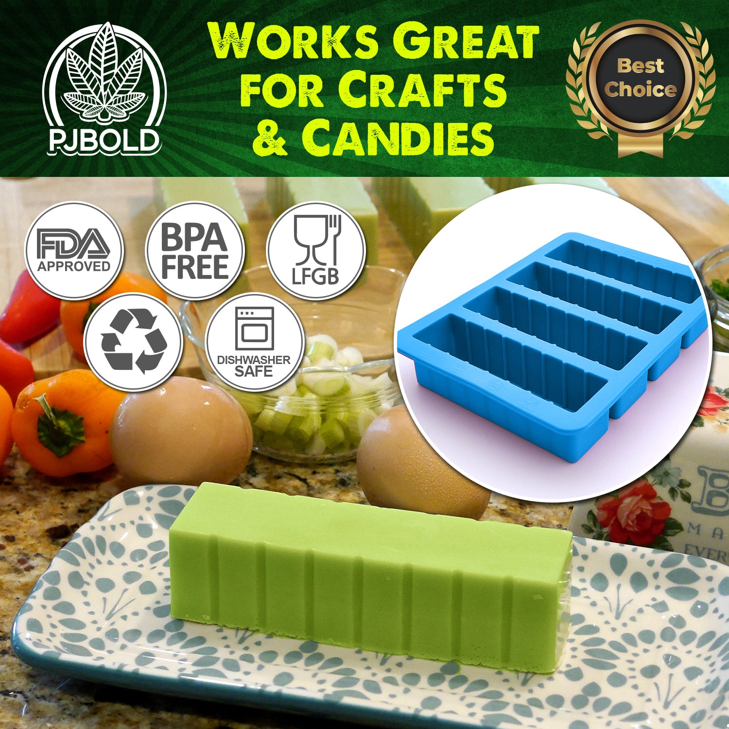 Silicone Butter Mold Tray with Lid, Blue