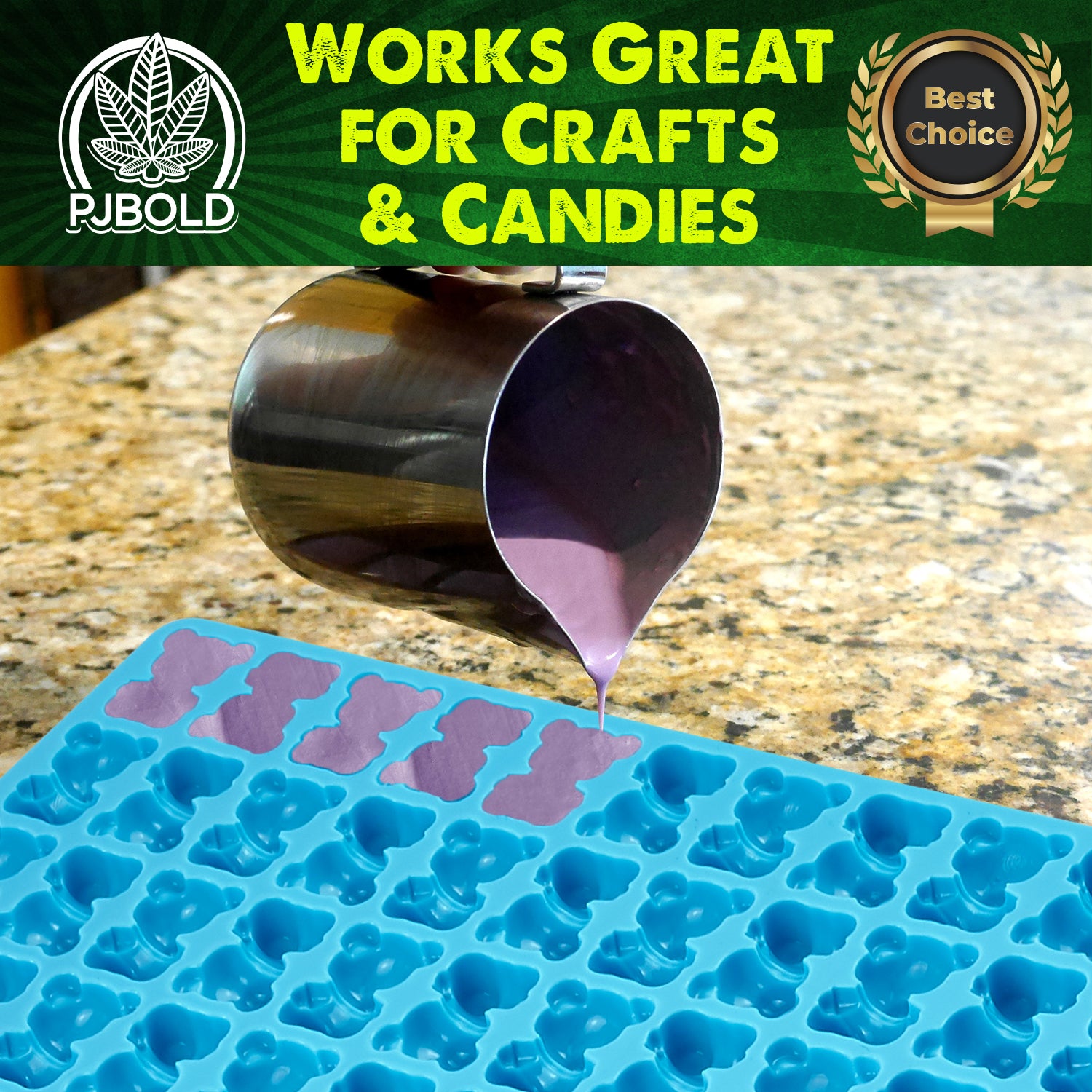 Bear Silicone Mold, 3mL, 144 Cavity, Half Sheet, Blue