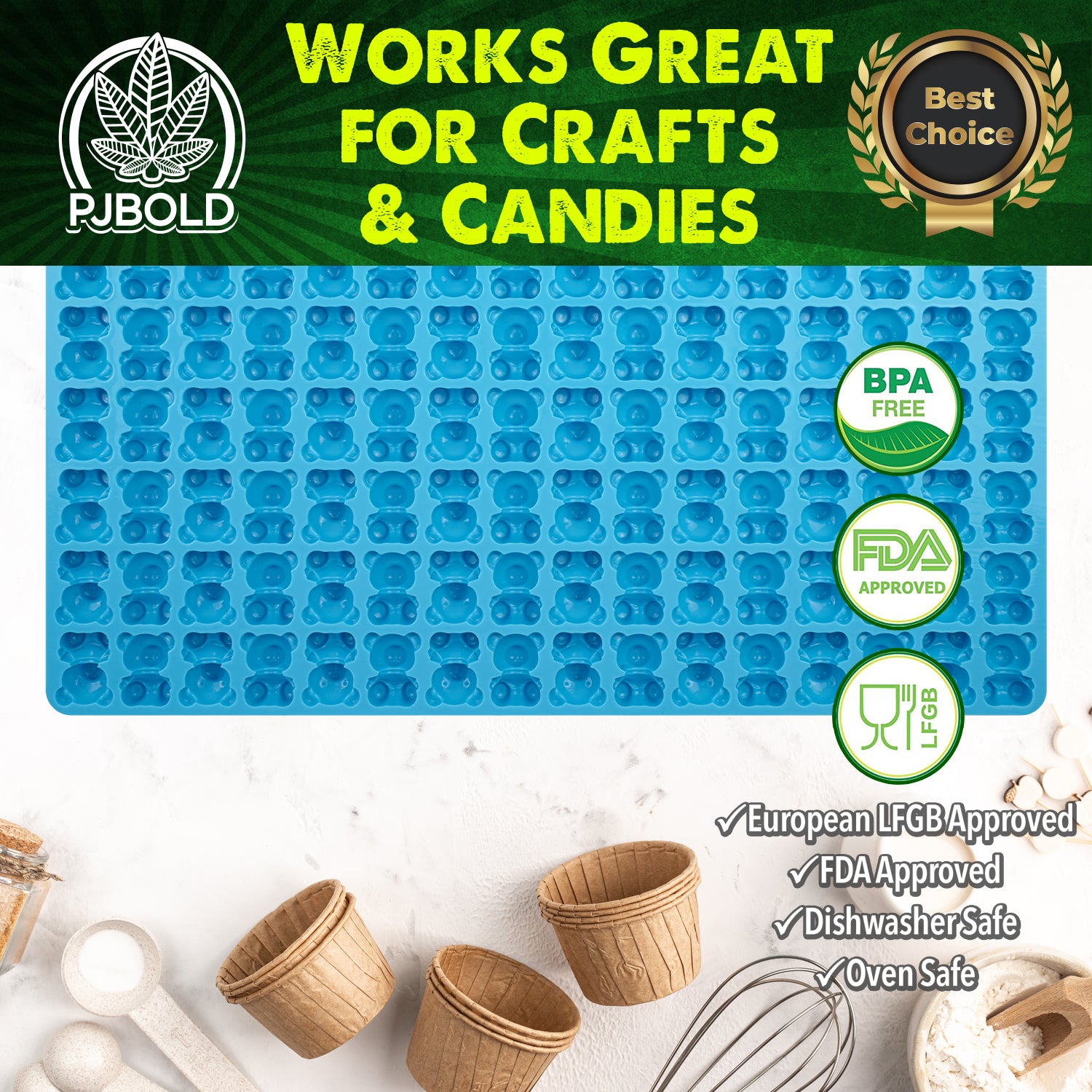Bear Silicone Mold, 3mL, 144 Cavity, Half Sheet, Blue