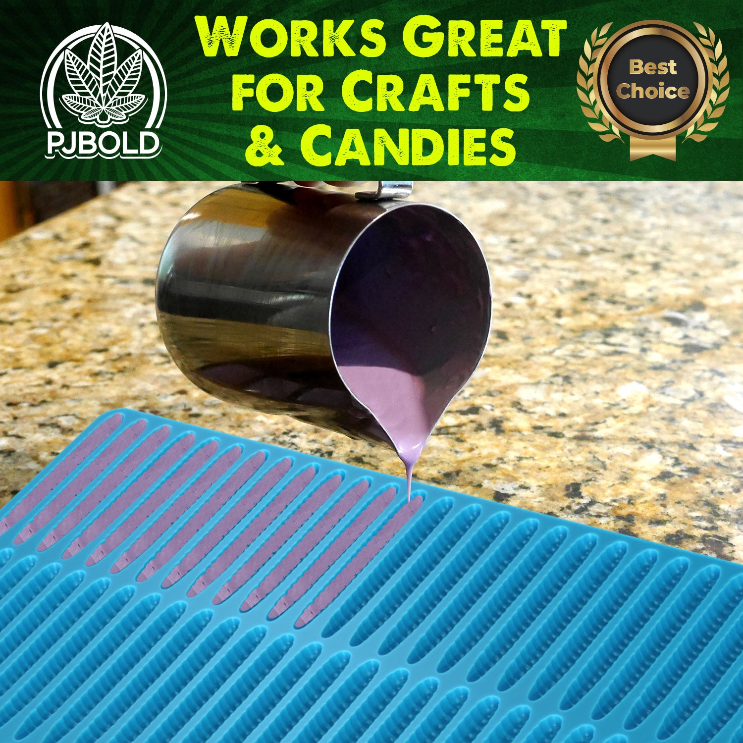 Pj Bold Gummy Worm Mold Silicone, 4ml, 87 Cavity, Half Sheet, Blue