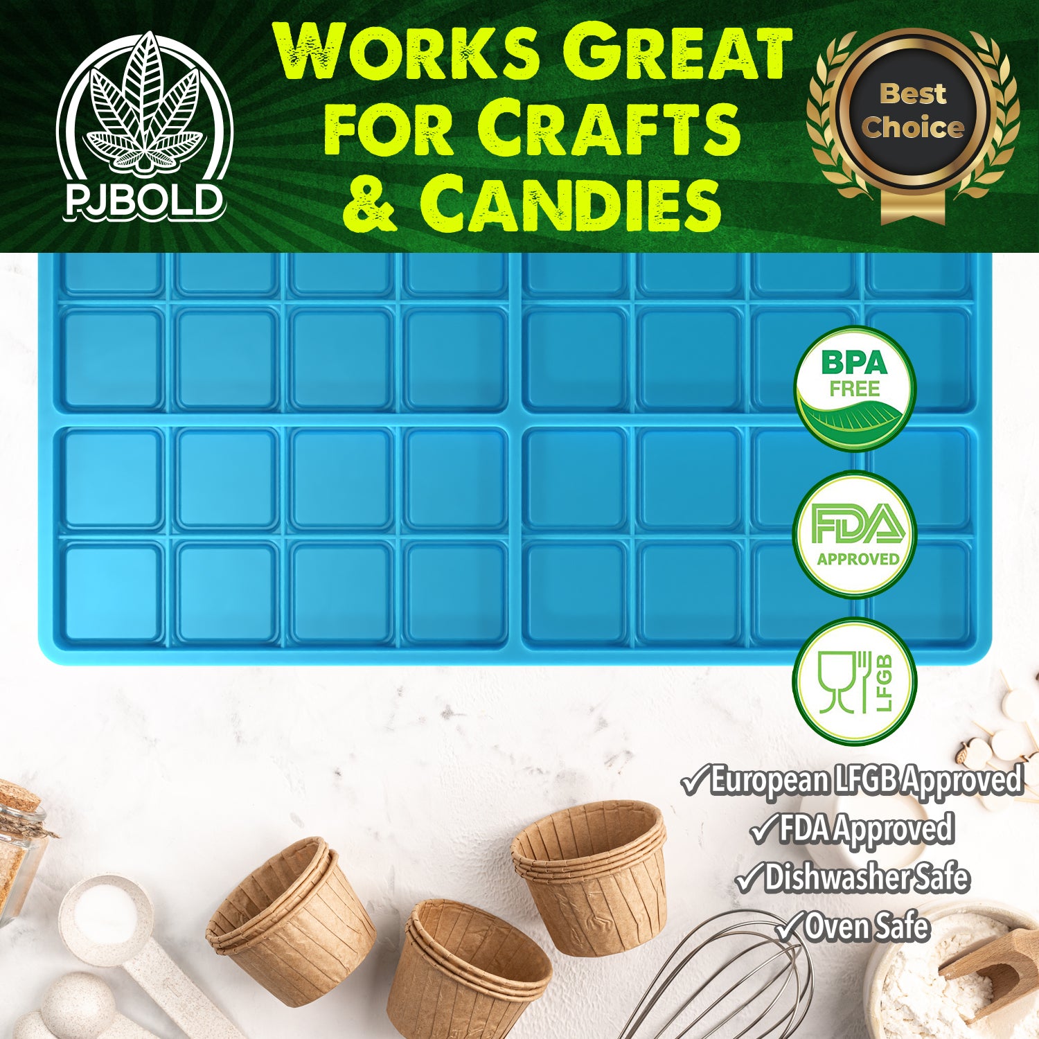 Plain Candy Bar Mold, 6 Cavity, Blue – PJ Bold