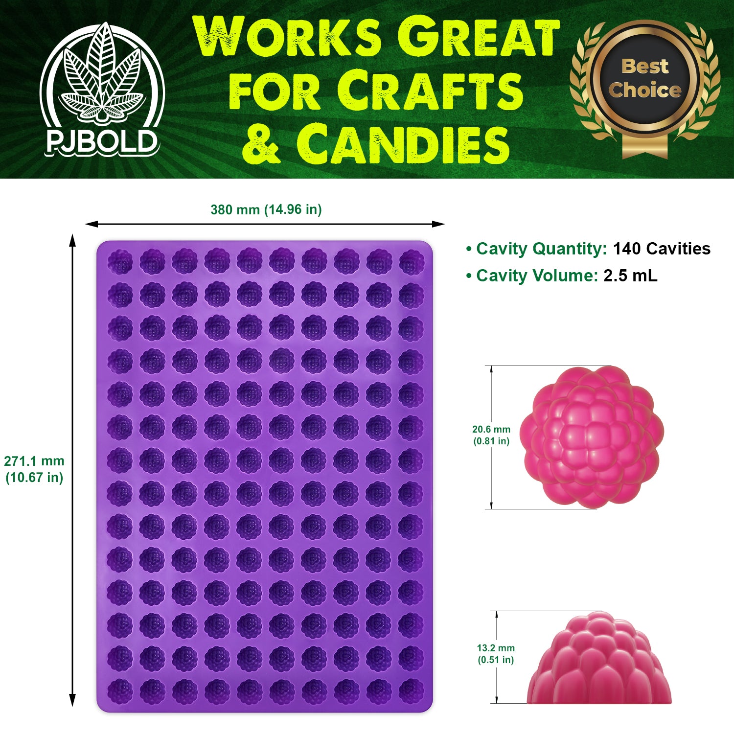 Berry Candy Mold, 2.5mL, 140 Cavity, Half Sheet