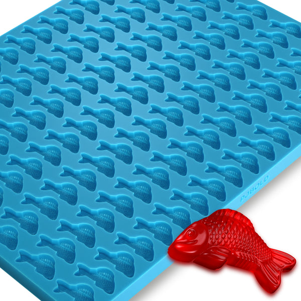 Fish Silicone Mold for Candy, Chocolate, Butter & More - 126 Cavity, Food-Safe (Blue)