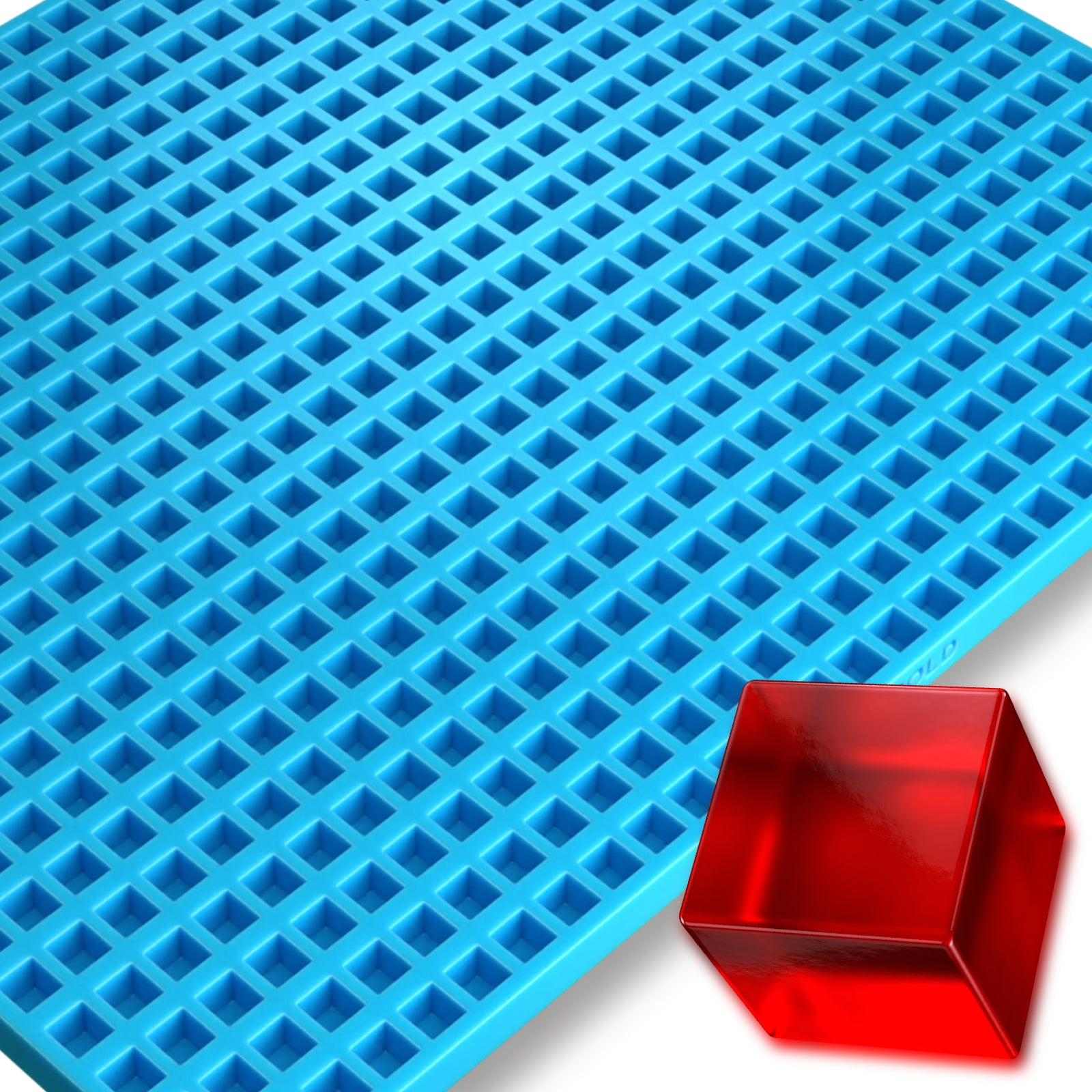 Pj Bold Square Silicone Mold, 1ml, 600 Cavity, Half Sheet, Blue