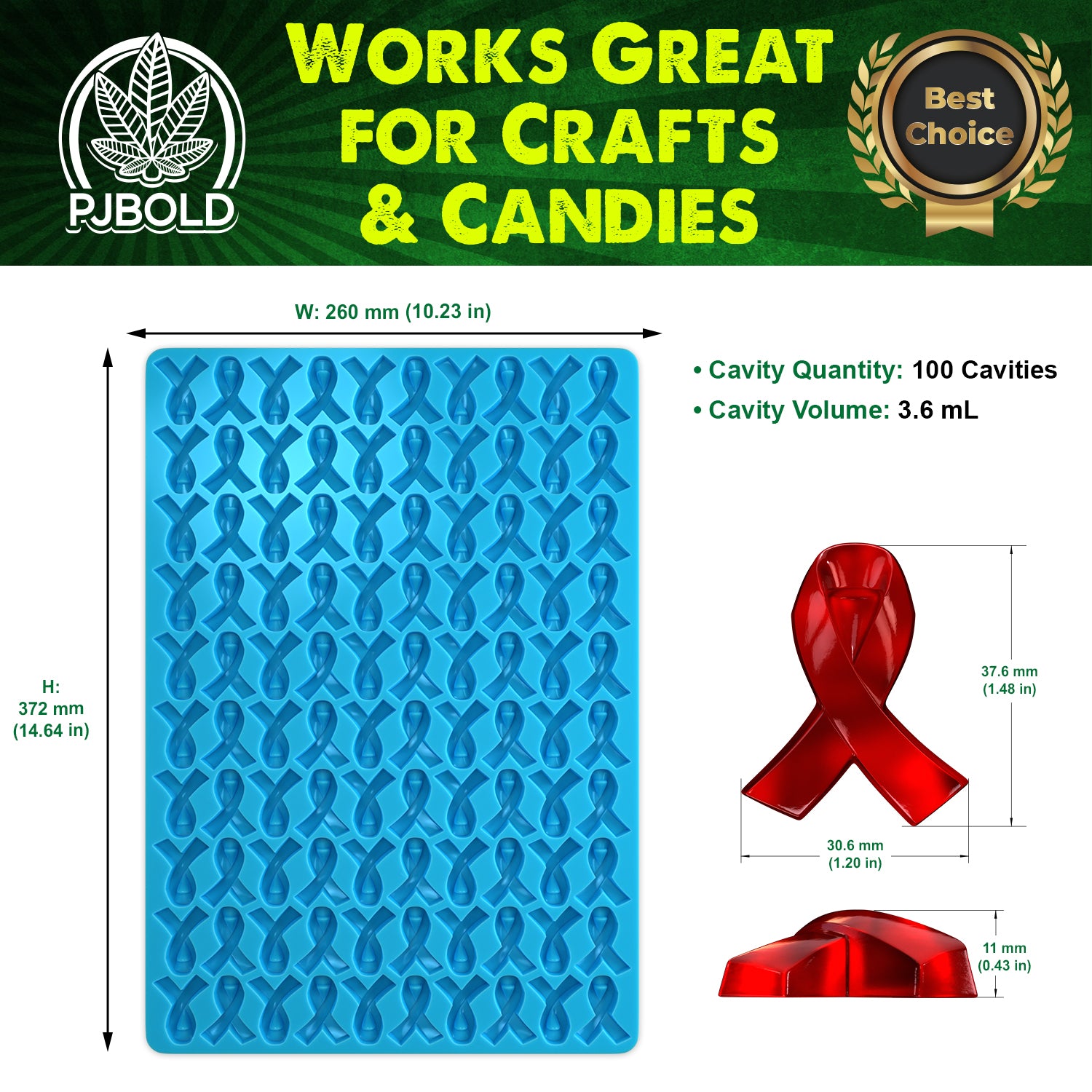 Ribbon mold, 3.6mL, 100 Cavity, Half Sheet