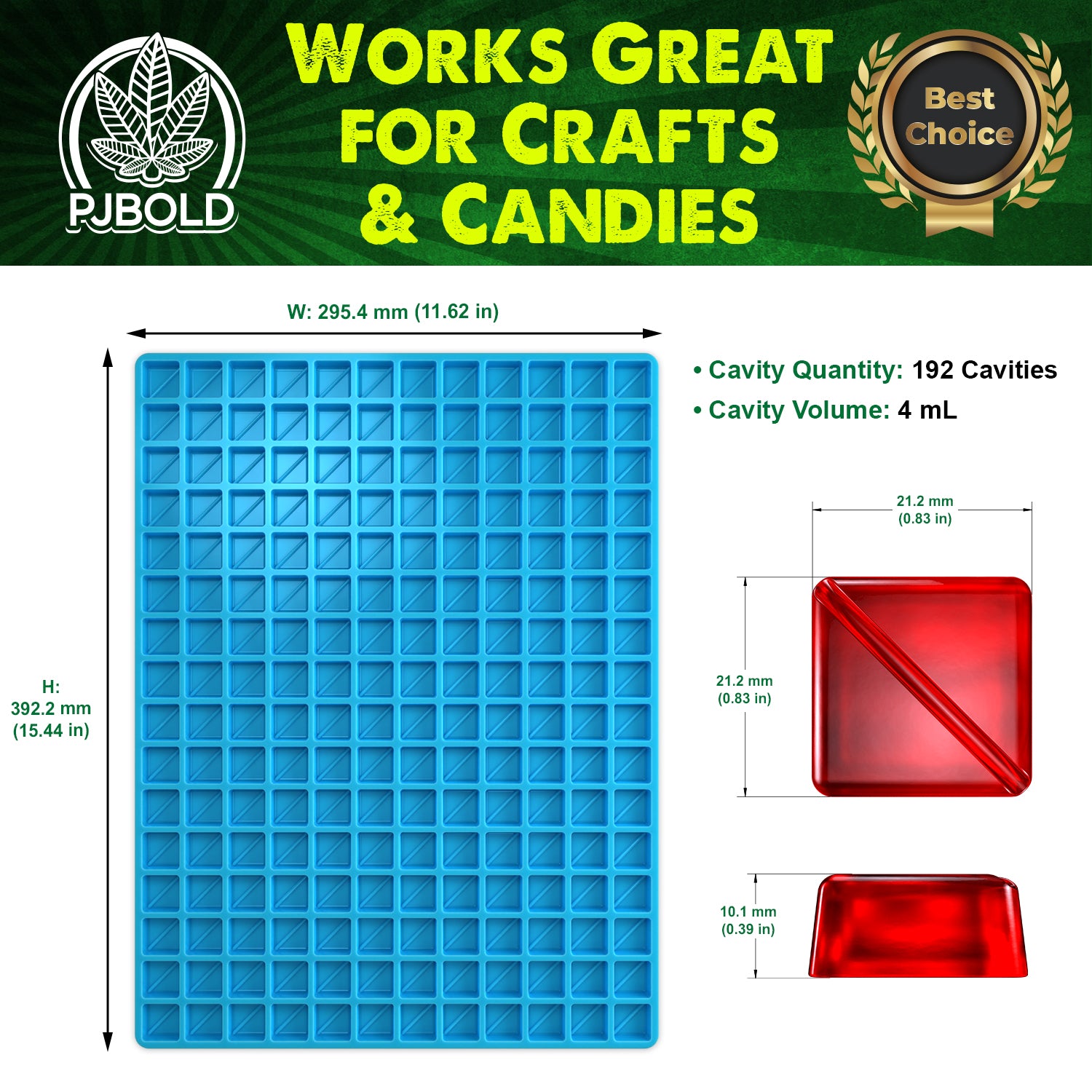 Split Divided Square Silicone Mold, 4mL, 192 Cavity, Half Sheet