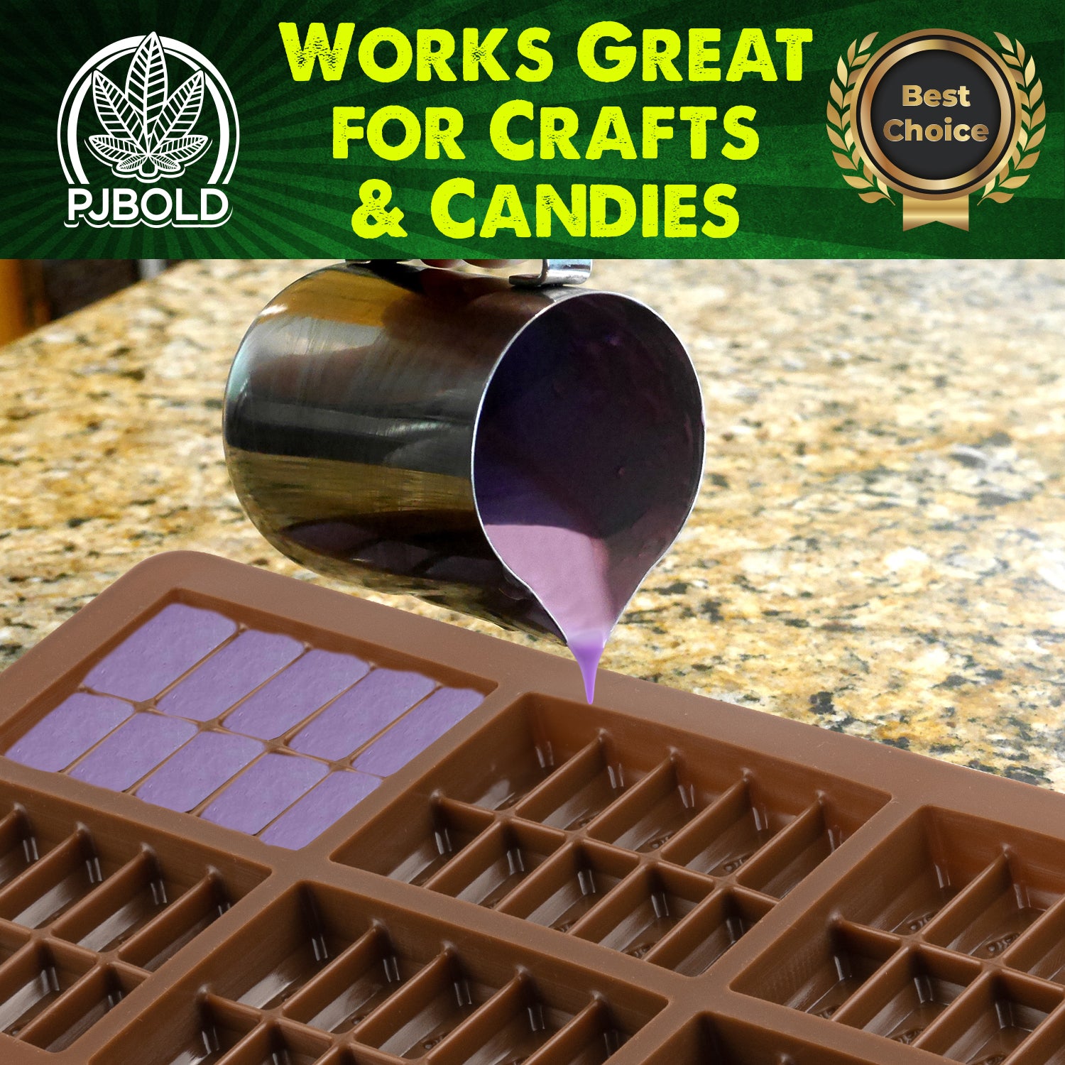Bandejas de moldes de silicona para caramelos con forma de barra de chocolate y hongos pequeños, paquete de 2