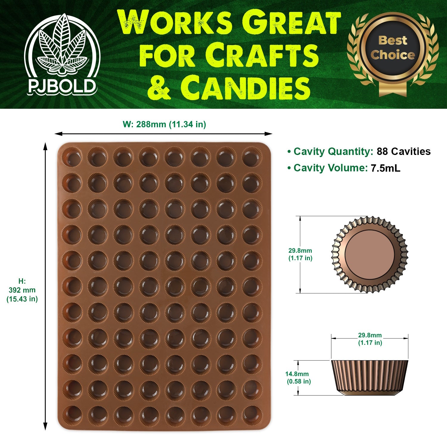 7.5mL Peanut Butter Cup Mold – 88 Cavities – Half Sheet | Chocolates