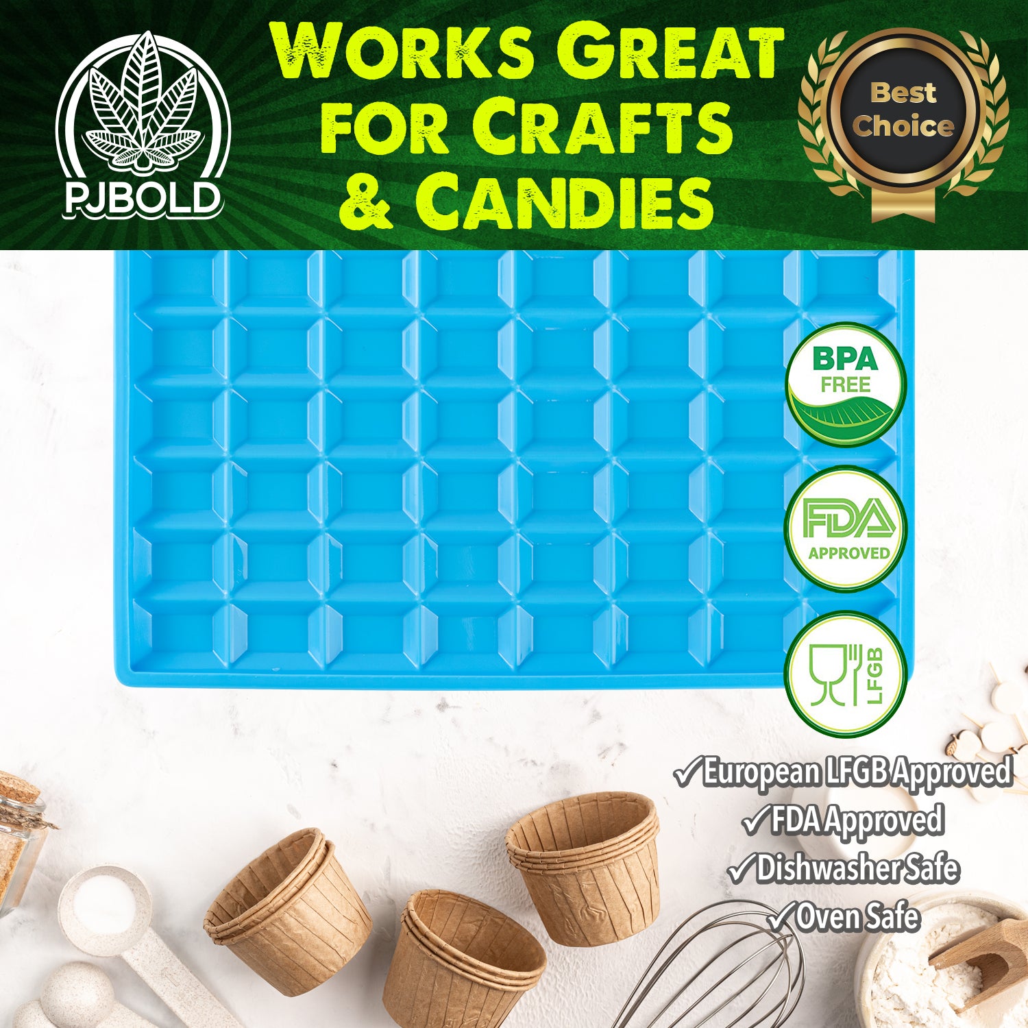 Moule rectangulaire en silicone pour barres de bonbons à casser, 64 pièces