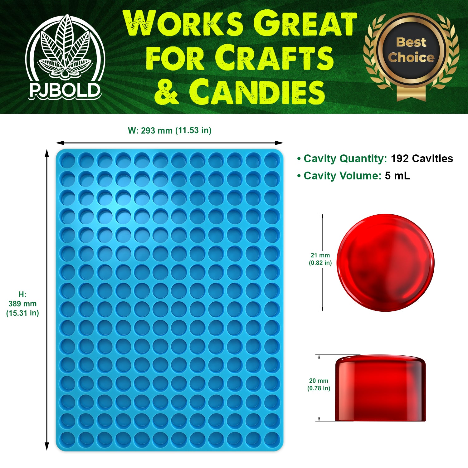 Round Silicone Mold, 5mL, 192 Cavity, Half Sheet