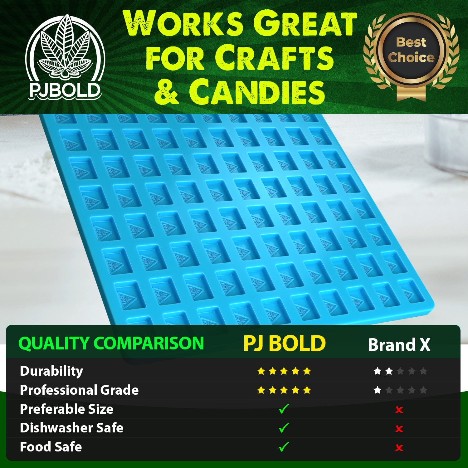 Moule carré en silicone NY THC, 3,6 ml, 80 cavités, demi-feuille