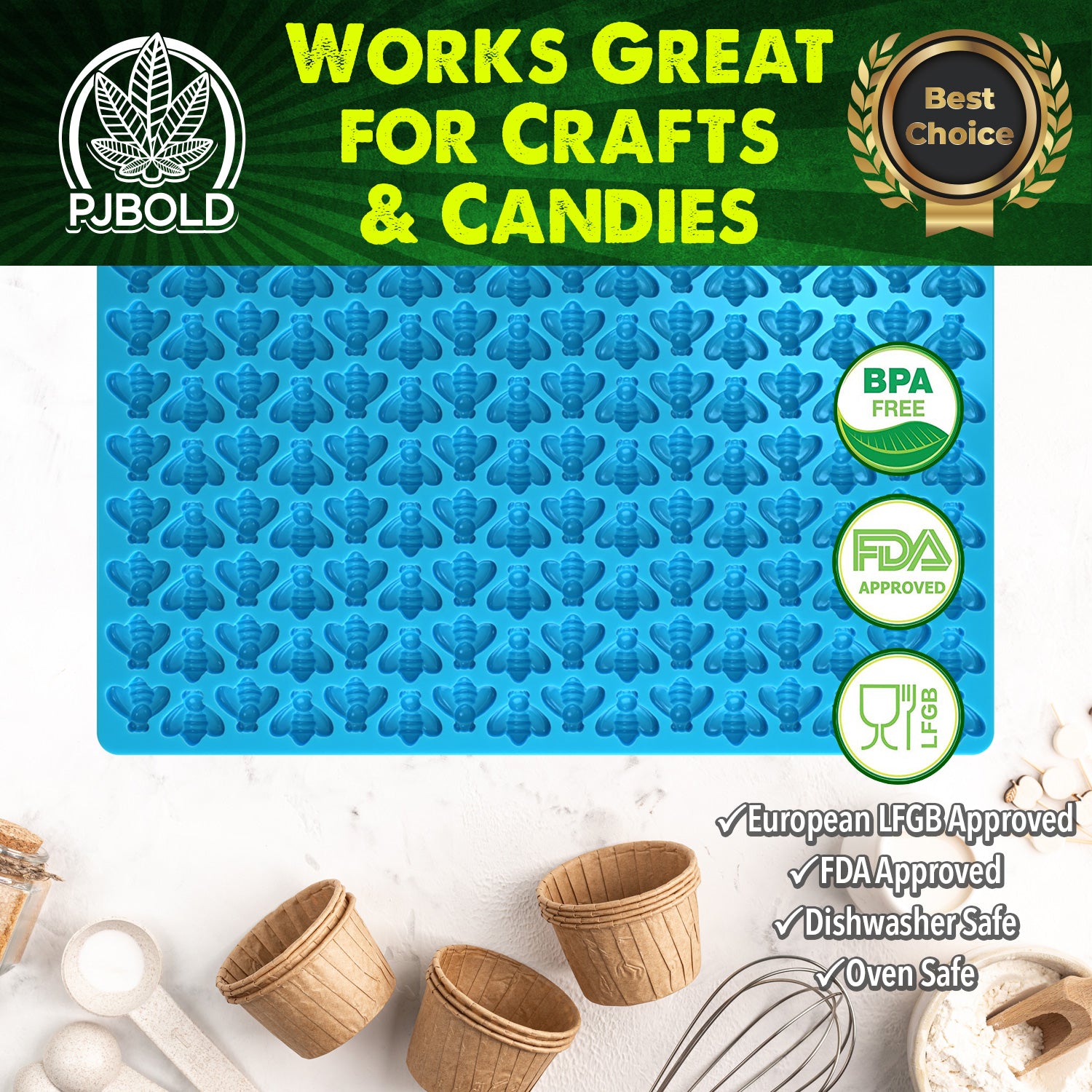 3mL Honeybee Gummy Silicone Mold – 160 Cavities, Half Sheet | Candies & Chocolates