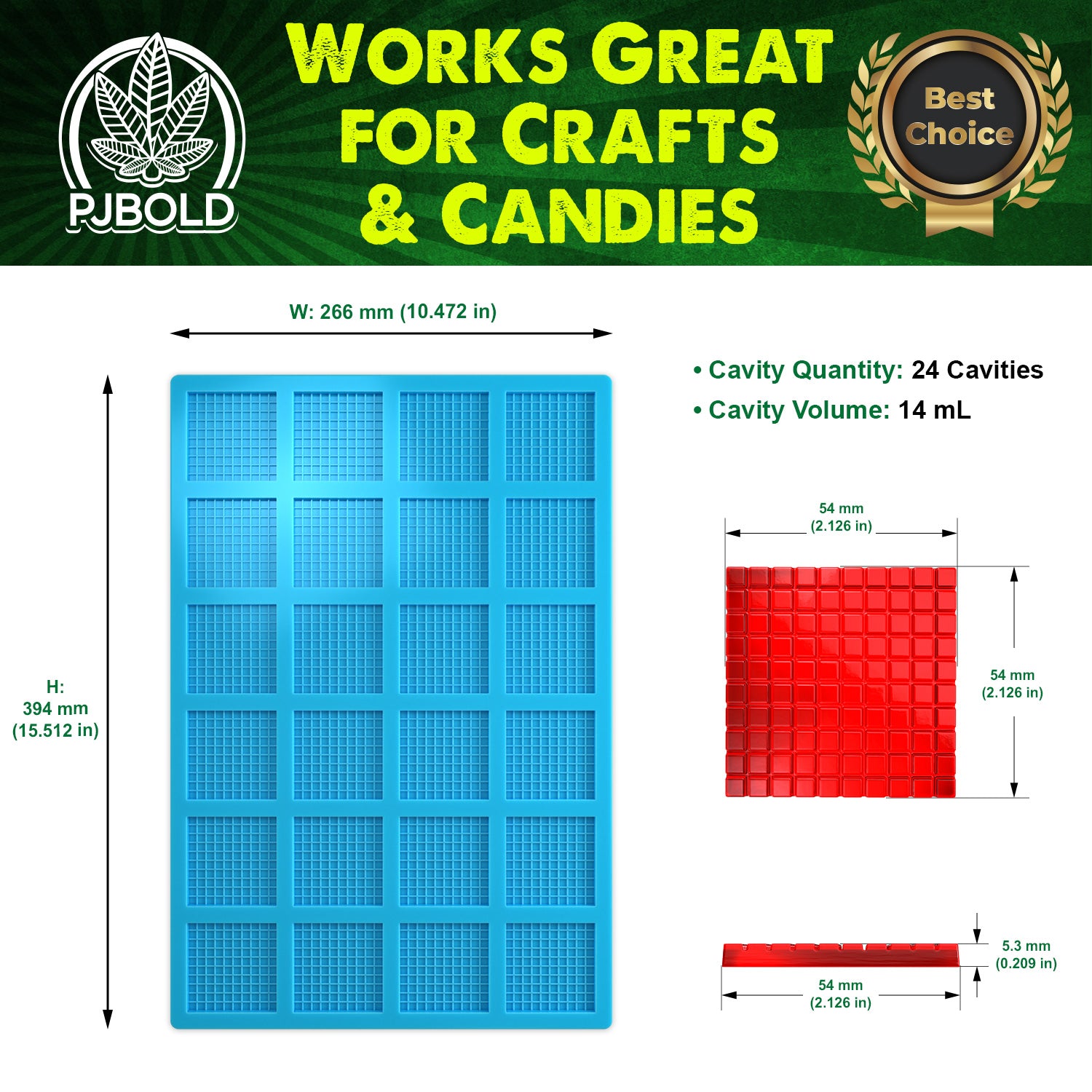 14mL Multi-Dose GelTab Candy Mold – 24 Cavities, Half Sheet | Gummies & Chocolates