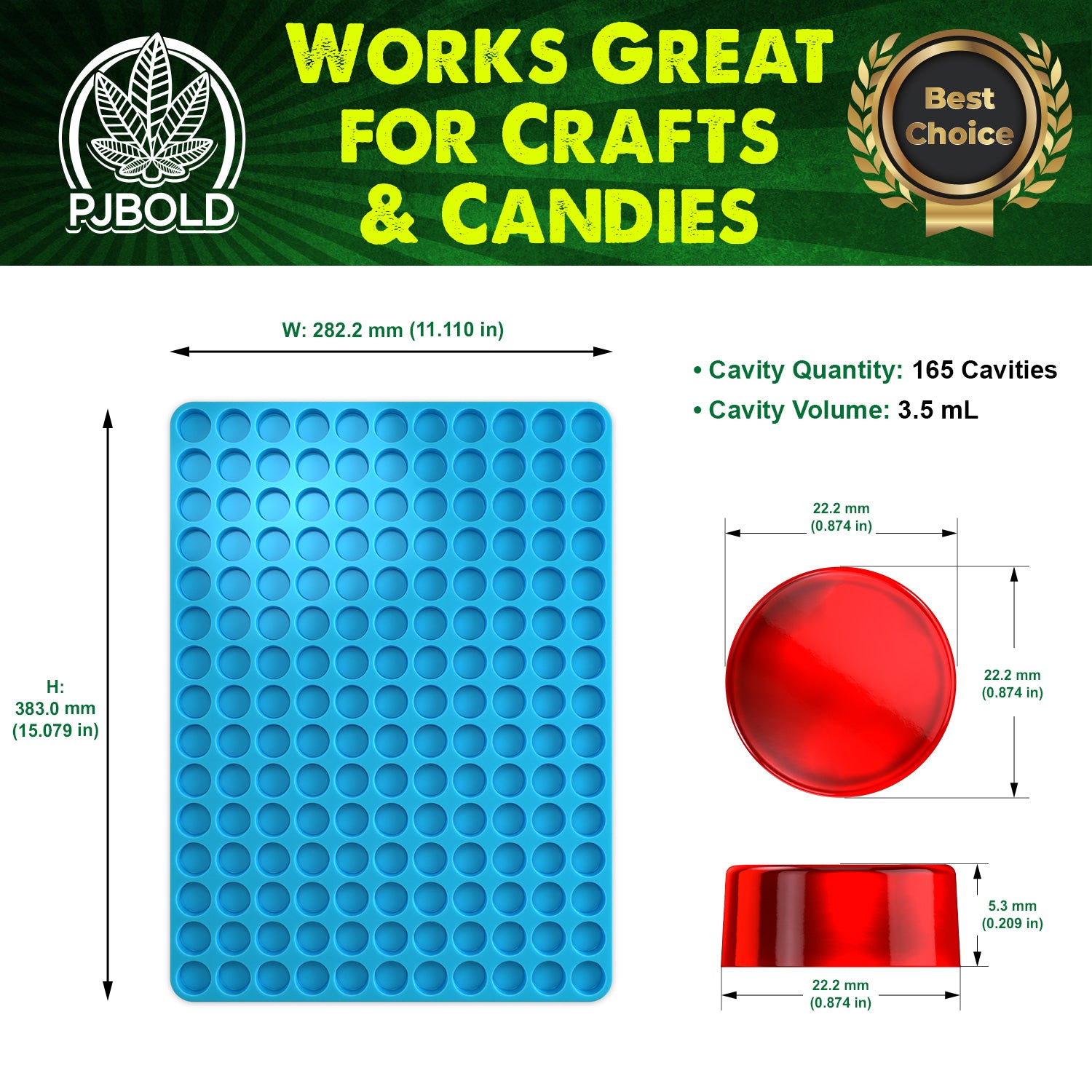 3.5mL Round Puck Gummy Silicone Mold – 165 Cavities, Half Sheet | Candies & Chocolates