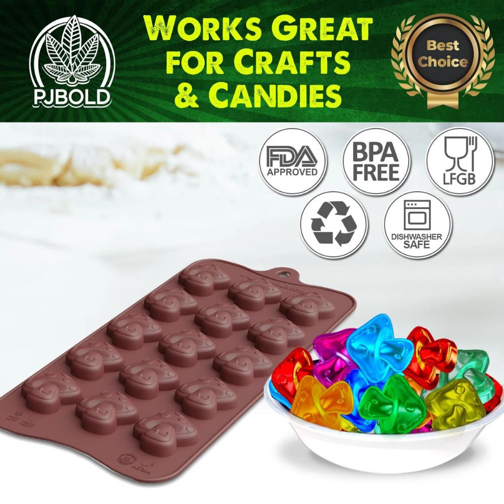  PJ BOLD Marijuana Pot Leaf Silicone Candy Mold Trays for  Chocolate Cupcake Toppers Gummies Ice Soap Butter Molds Small Brownies or  Party Novelty Gift, 2 Pack : Home & Kitchen