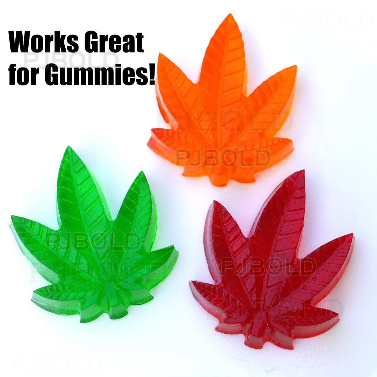 Marijuana Cannabis Hemp Leaf Silicone Gummy Molds, 3pk with Bottle – PJ Bold