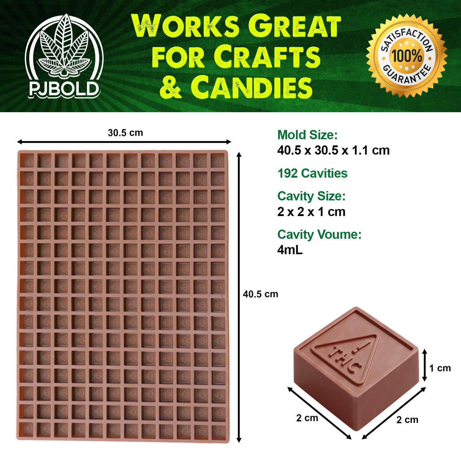 Square Gummy Edible Mold, NEVADA THC Symbol, 2.5 mL