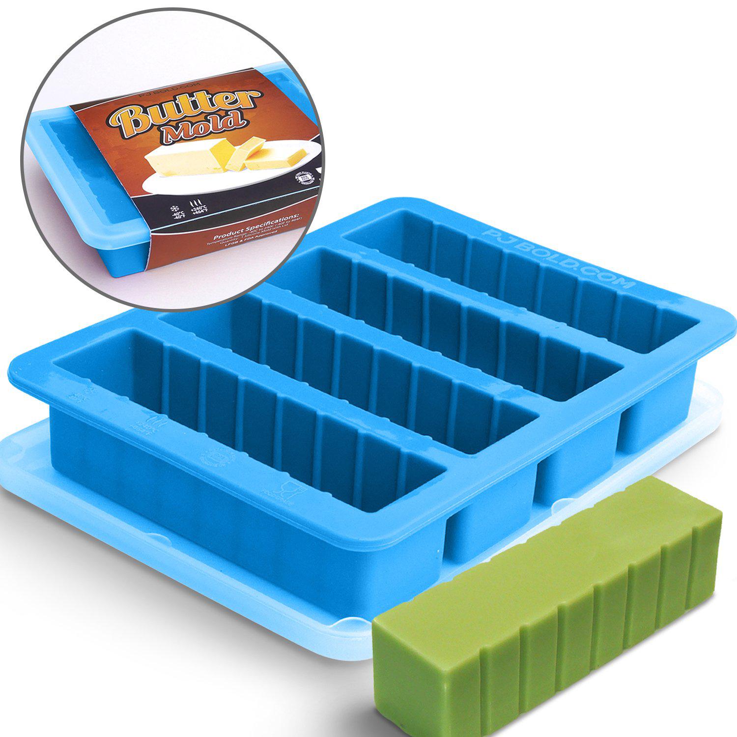Silicone Butter Mold Tray with Lid, Blue