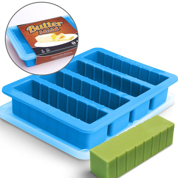 Pj Bold Silicone Butter Mold Tray with Lid, Green