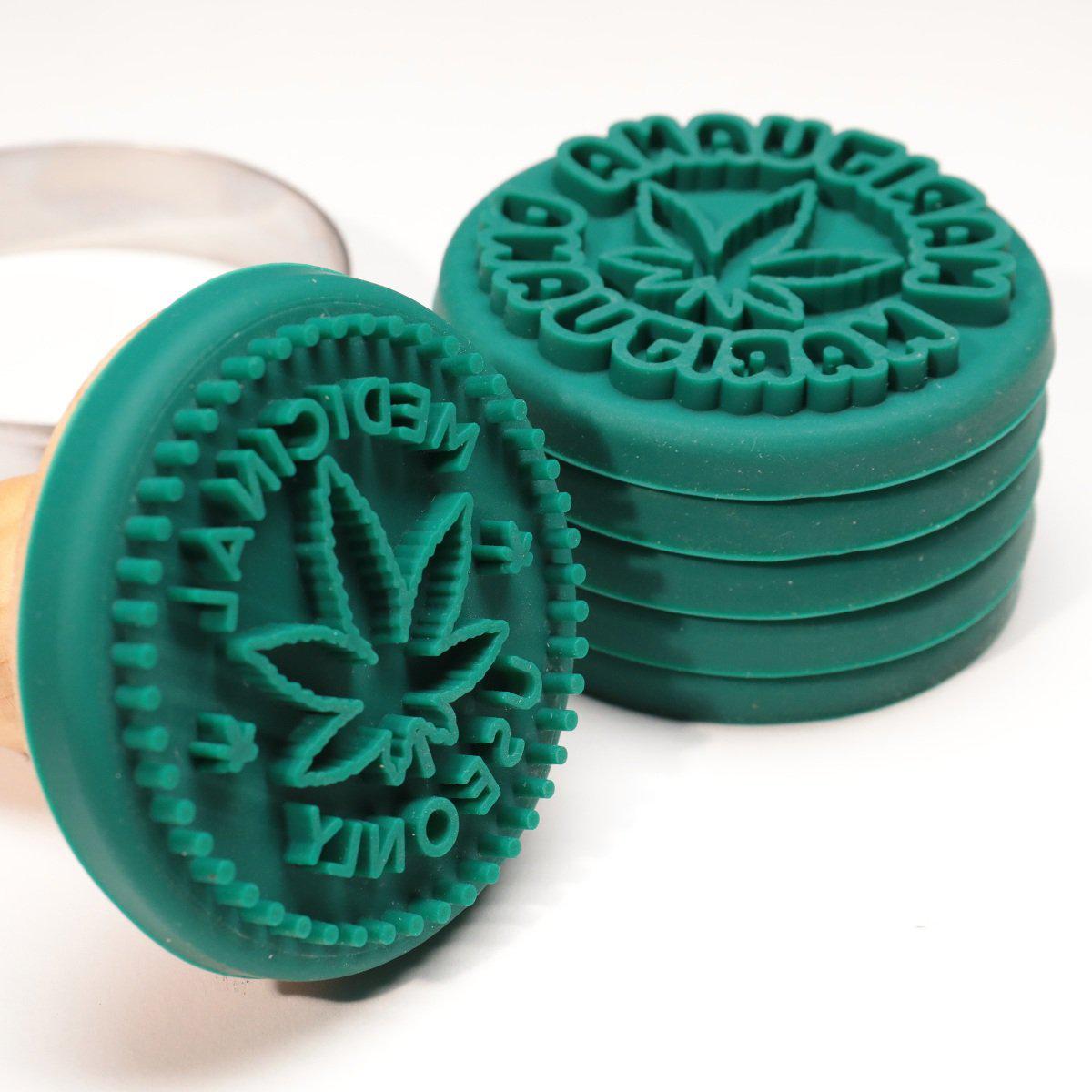 Marijuana Silicone Cookie Stamps, Cookie Cutter, Wood Handle, 6 Stamp Set