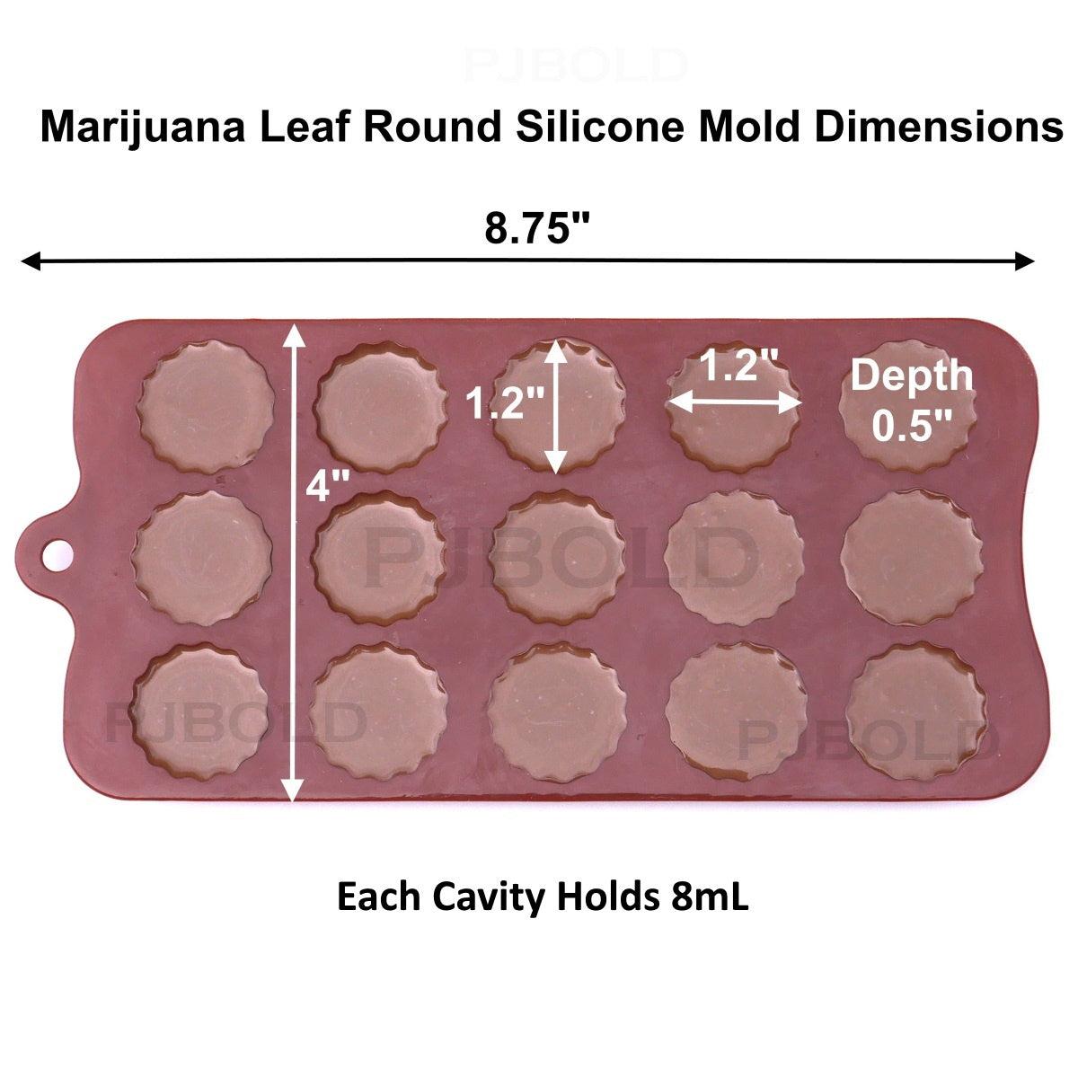 Marijuana Cannabis Hemp Leaf Silicone Gummy Molds, 3pk with Bottle